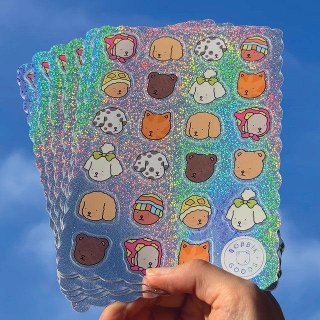 Bobbie Goods Sticker Sheet - Super Sparkly

24 glitter stickers!
Weatherproof
Gloss finish
Sheet is 5" x 7"