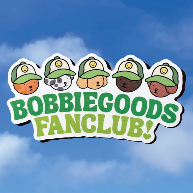Bobbie Goods Vinyl Sticker - Fan Club

1 vinyl sticker
Weatherproof
Gloss finish
Approximately 4" x 2"