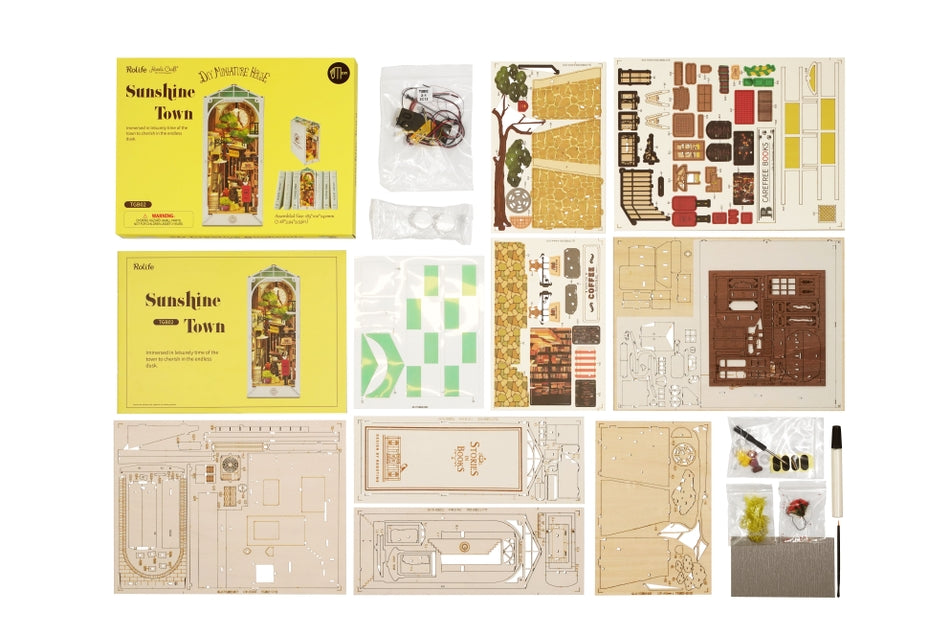 Kit de rincón de lectura Sunshine Town para hacer en casa en miniatura