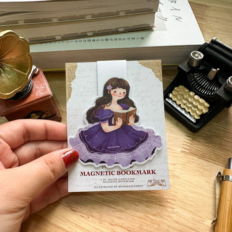 PaperaicaShop Enchanted Girl Reading Magnetic Bookmark