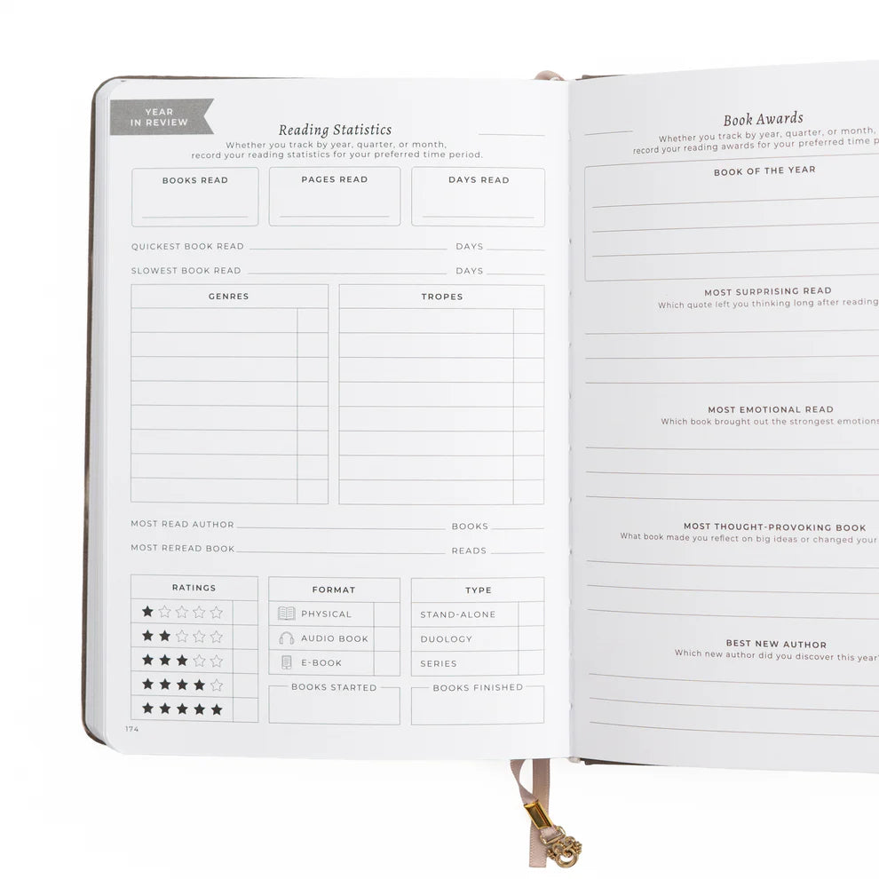 A love letter to book lovers, the Books of Beauty Reading Notebook is designed for cozy reading moments and thoughtful reflection.

Featuring a soft vegan leather cover in a dreamy seafoam hue, delicate gold-foil accents, and an elegant interior end page pattern, this notebook is as beautiful as it is functional—perfect for reading logs, book reviews, TBR lists, and journaling your favorite quotes.

A timeless addition to any stationery or bookish collection—ideal for readers, writers, and journal lovers.