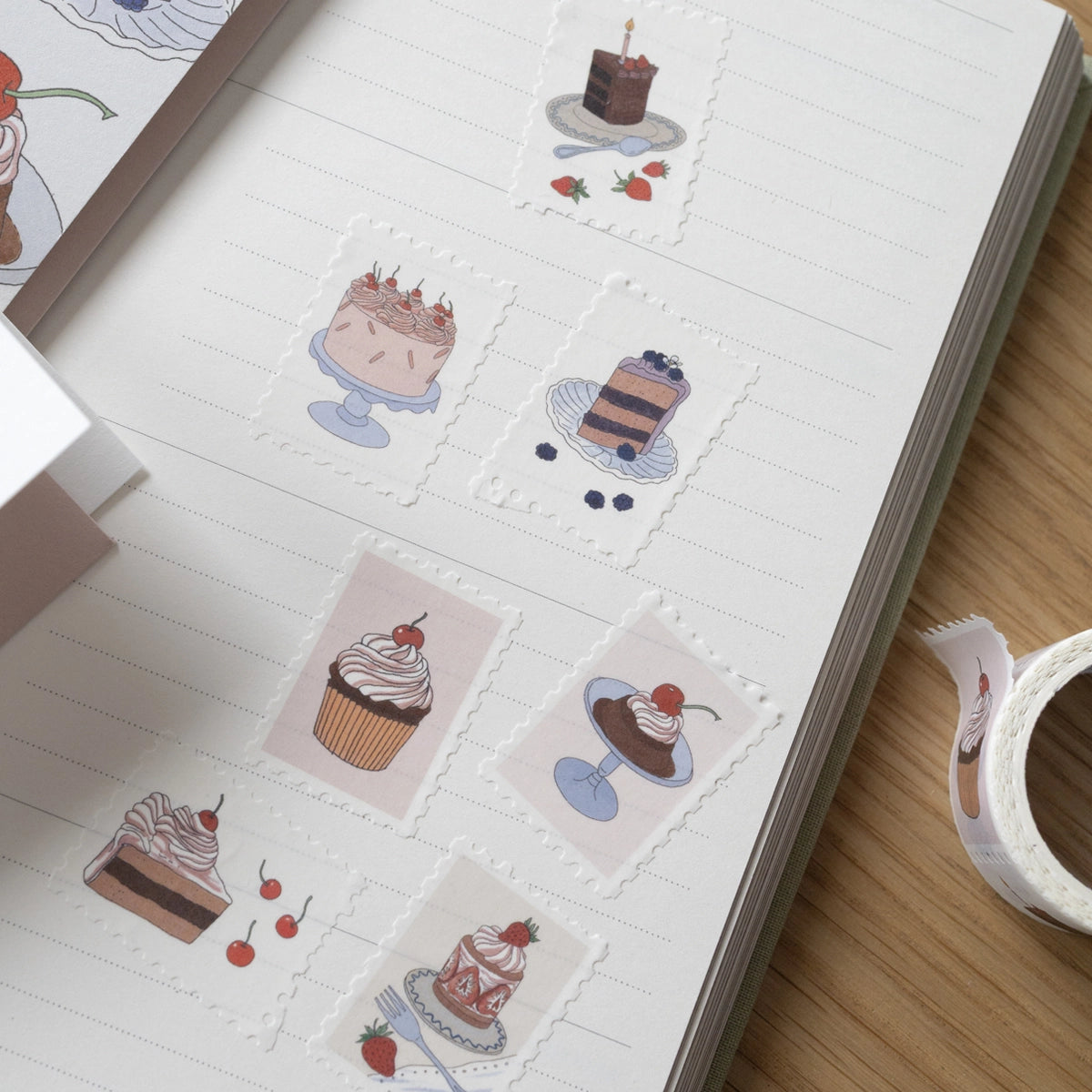 Illustrated adhesive paper tape inspired by vintage stamps.
Perfect for decorating your mail, journals, cards, gift tags, scrapbook projects, and more.
Perforated washi tape, 7 different designs on repeat.