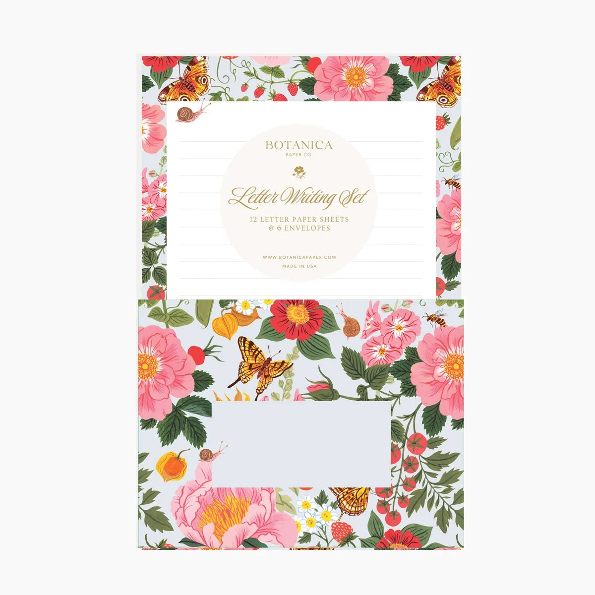 Letter Writing Set: 12 letter paper sheets + 6 envelopes
Printed full color on warm white paper