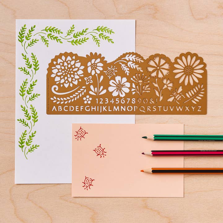 Botanical Metal Drawing Stencil For Drawing and Journaling
