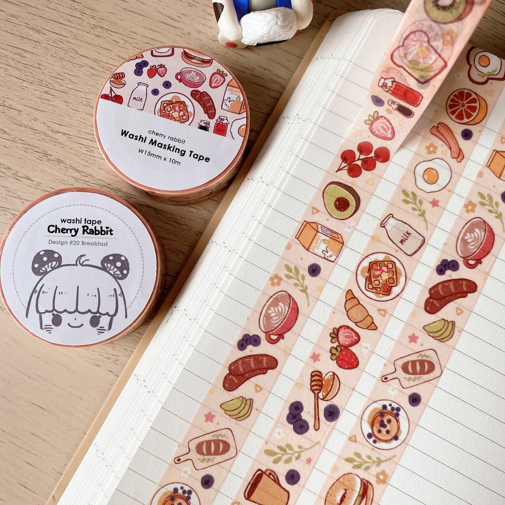 Cinta adhesiva washi con motivos de desayuno