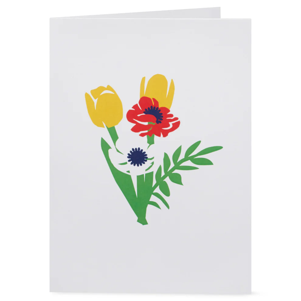 Tarjeta desplegable con ramo brillante