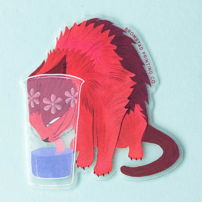 Bromstad Printing Co. - Hydrated Cat Clear Vinyl Sticker

A thirsty cat reaches their head into a glass of water to have a little drink. This 3" clear sticker is transparent around the edges of the image and ideal for adorning water bottles, laptops, and more.

Waterproof
3x3