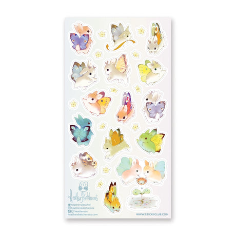 These colorful winged cuties are coming to steal your heart!

🐰🦋 Art by: @heathersketcheroos

One sticker sheet is included.