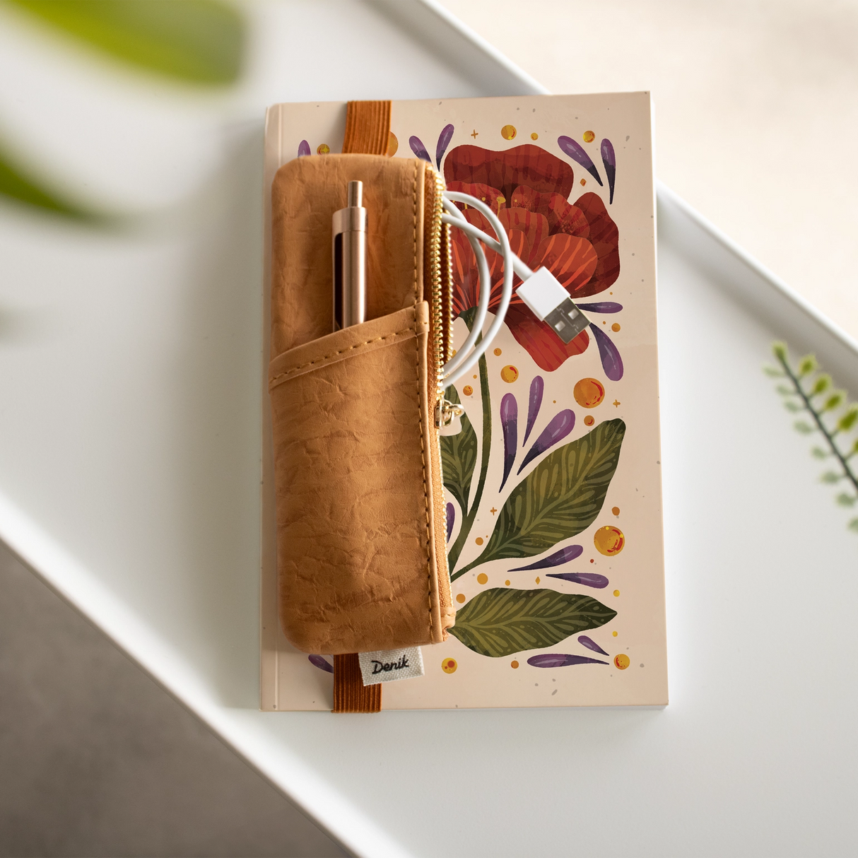 Burgundy Bloom Layflat Notebook & Pouch Set