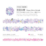 Pop these adorable new bubble themed PET Tapes into your life! These bubble themed tapes include different elements to make the bubbles even cuter such as fish, butterflies, and stars!&nbsp;

Material: PET
Size: 30mm*2000mm (1.18*78.74 inch)
Theme: Bubbles
Includes 1 roll of PET tape