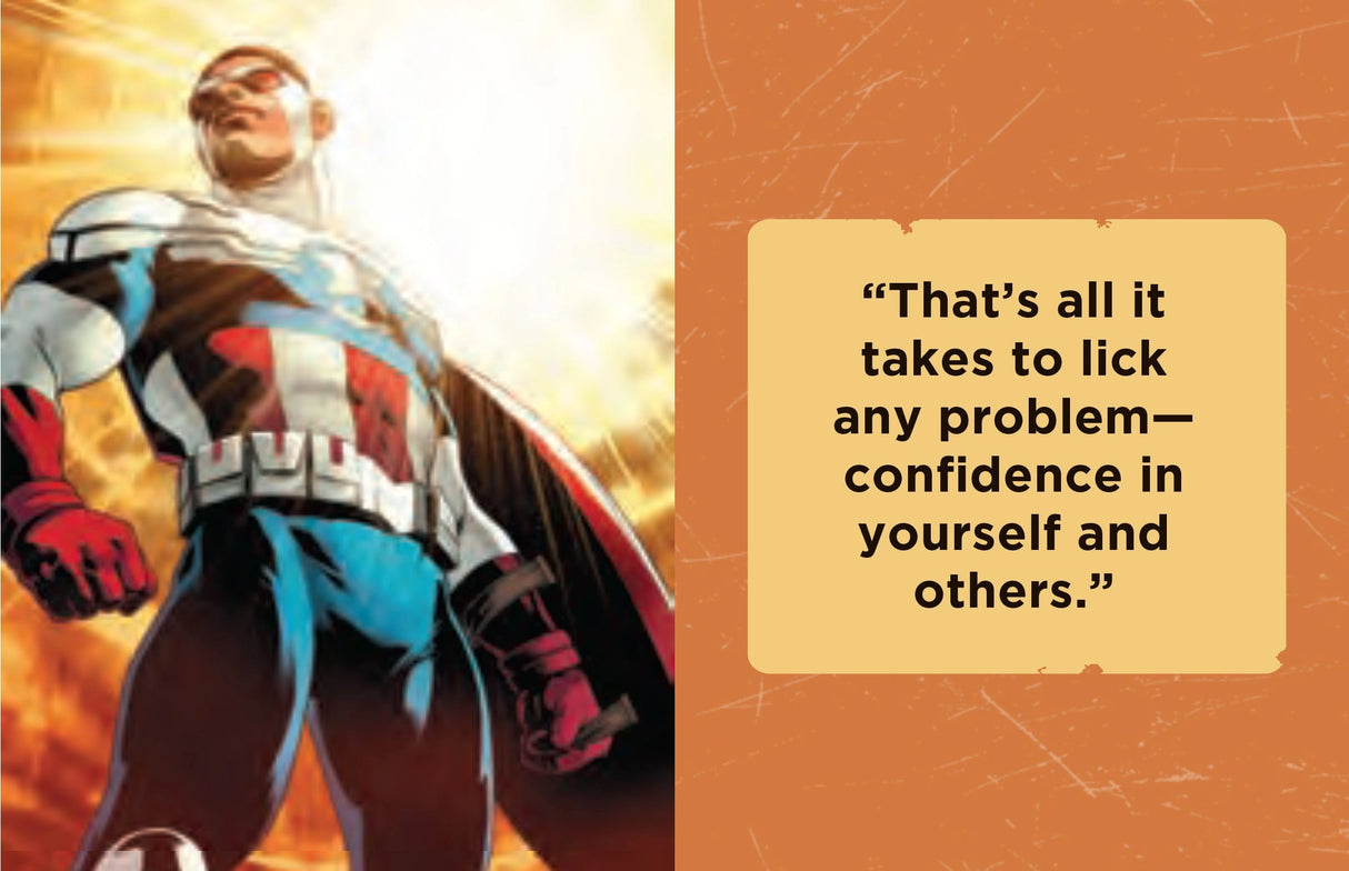 Captain America has been a pillar of truth, justice, and freedom since he made his very first comic appearance in 1941. Leading by example and always fighting for what is right, it’s no wonder how this Manhattan-born super solider became the inspirational legend he is today. Now, fans can carry the best pearls of wisdom from the first avenger with them in this comprehensive, pocket-sized collection! 

Take Captain America’s wisdom with you wherever you go: With its 1.34” x 1.73” size, this tiny book fits in