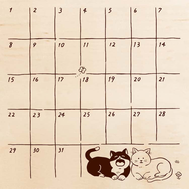 Calendario mensual de gatos Sello de Beverly Irodori 