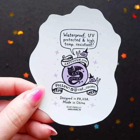 Cat Coven - Pumpkin Carver Holographic Vinyl Sticker

Celebrate your love for Halloween with this cute new pumpkin carver vinyl sticker! This sticker is perfect for your journal, water bottle, laptop, and more.

Waterproof, UV protected &amp; high temperature resistant
3 x 4 inches and holographic!
Colors may vary slightly from your computer screen to real life product