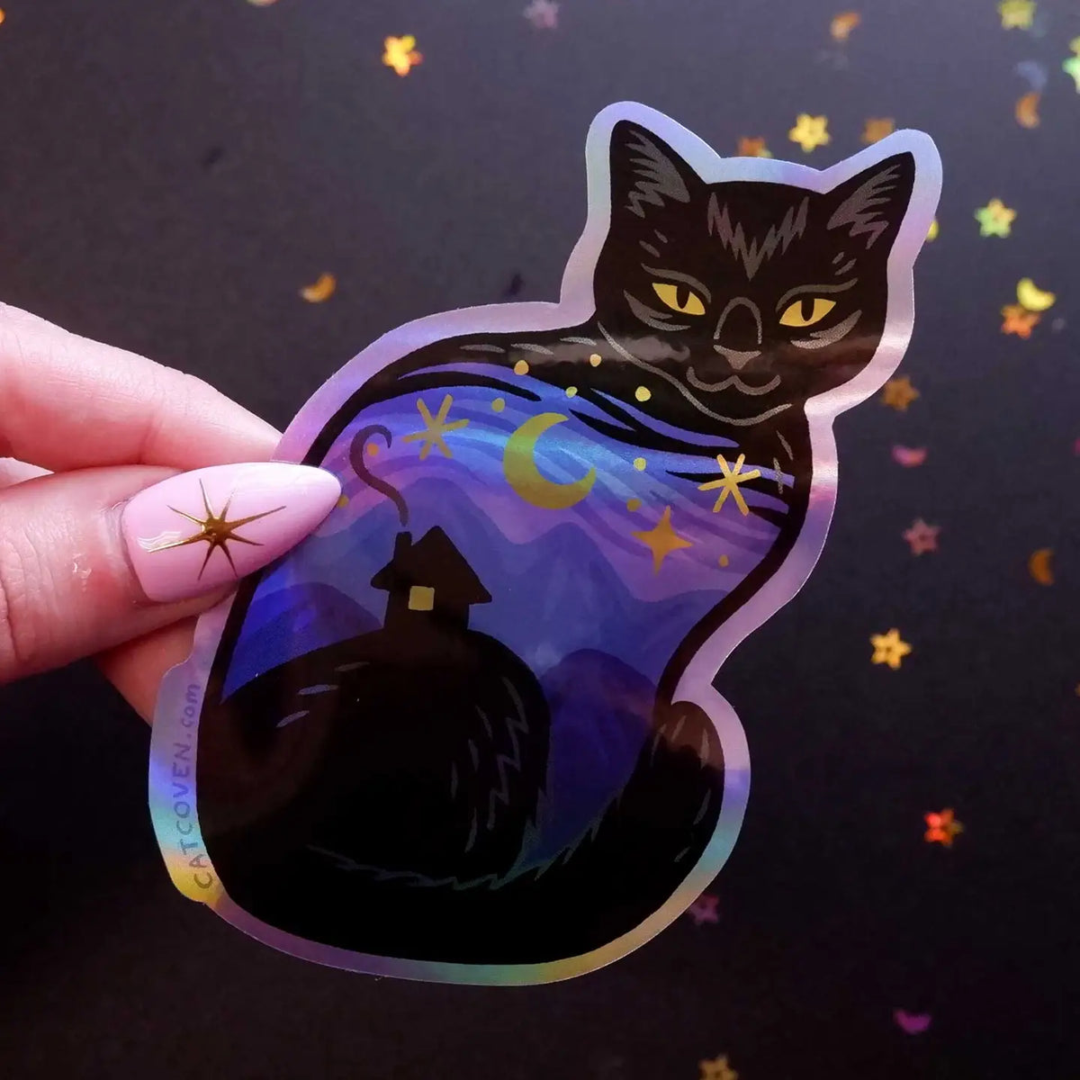 Cat Coven - Twilight Cat Holographic Vinyl Sticker