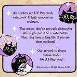 Cat Coven -&nbsp;Halloween Frogs Holographic Vinyl Sticker

Celebrate your love for Halloween with this cute new Halloween frogs vinyl sticker! This sticker is perfect for your journal, water bottle, laptop, and more.

Waterproof, UV protected &amp; high temperature resistant
3 x 3.7 inches and holographic!
Colors may vary slightly from your computer screen to real life product