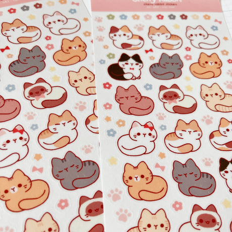 Cherry Rabbit Cat Loaf Sticker Sheet