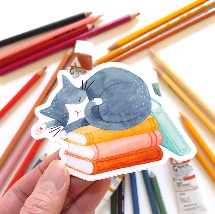 Julianna Swaney - Cat and Books Sticker