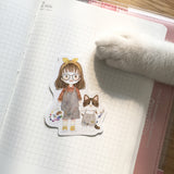 Pegatinas de gato y niña (20 unidades)