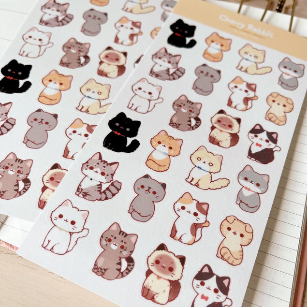 Cherry Rabbit Cats Sticker Sheet