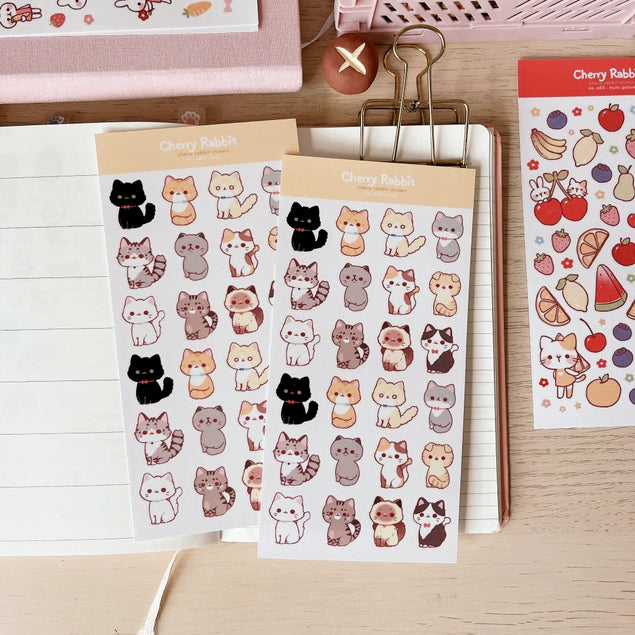 Cherry Rabbit Cats Sticker Sheet