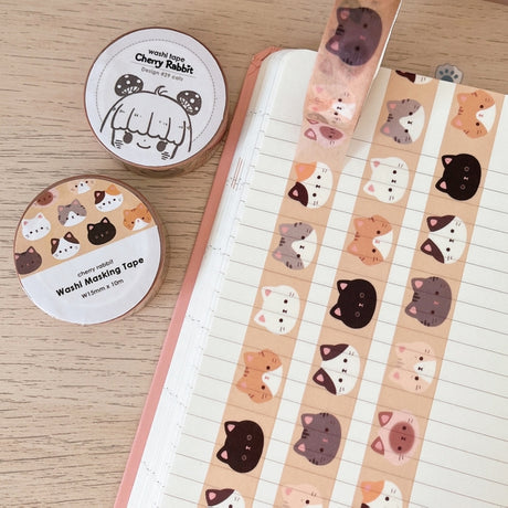 Cherry Rabbit Cat Heads Washi Tape