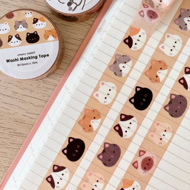 Cherry Rabbit Cat Heads Washi Tape