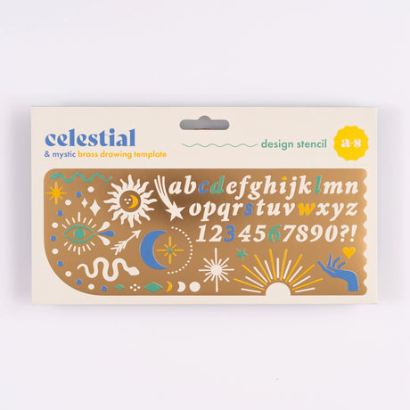 Use this Celestial design to make your own stationary, embellish journals, notebooks, letters, and more with this brass drawing template. The stencil can be used with felt tips, pencils, or even paint - it is water-resistant and can be easily cleaned.