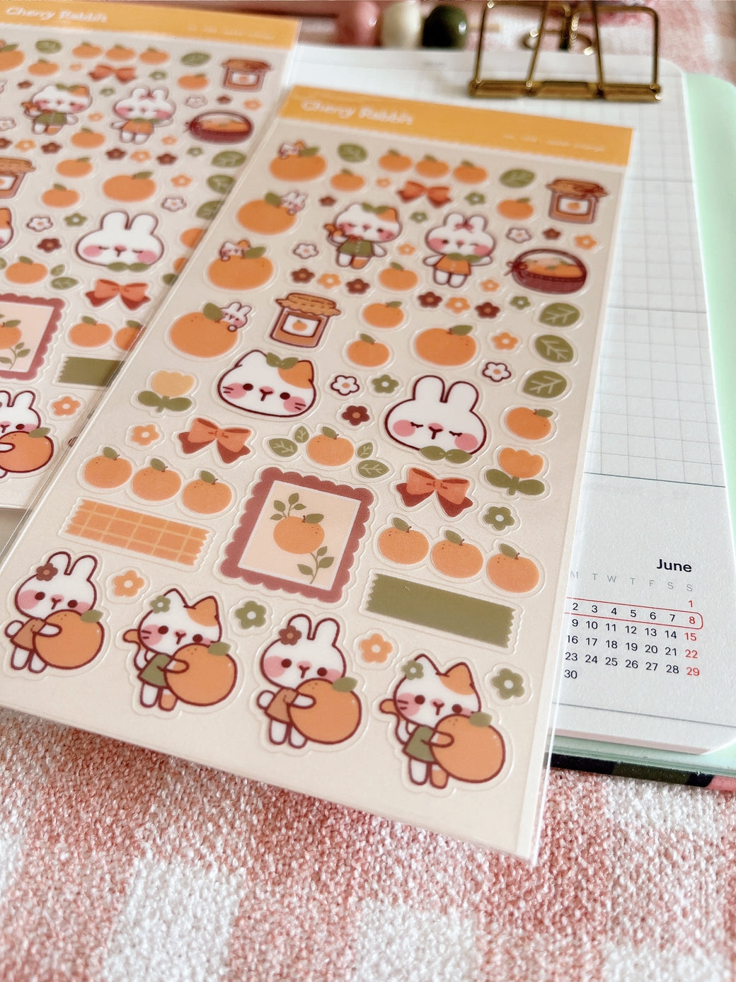Cherry Rabbit Sweet Orange Sticker Sheet