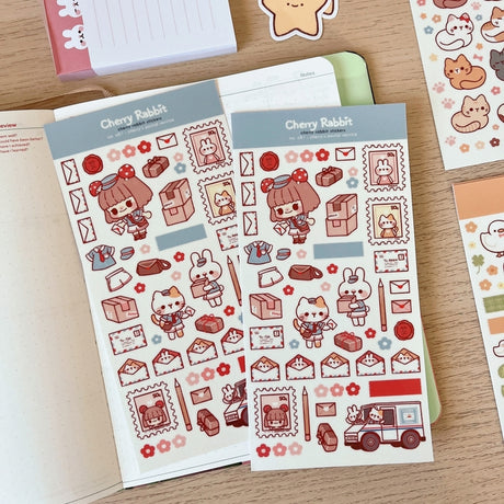 Cherry Rabbit Cherry's Postal Service Sticker Sheet