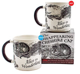 Taza de café que cambia de temperatura con el gato de Cheshire