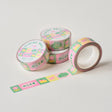 Very cute washi tape featuring nice little illustrations of a dog, cake, flower and bow!

This paper masking tape is perfect for decorating your bullet journal and planners, scrapbooking & gift wrapping. It'll add some fun and colour to any surface and is easy to peel off.