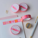 Cute &amp; colourful washi tape with a multi shades of pink love hearts design! Perfect for Valentine's Day.

This paper masking tape is perfect for decorating your bullet journal and planners, scrapbooking &amp; gift wrapping. It'll add some fun and colour to any surface and is easy to peel off.

10m x 15mm