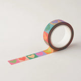 Cute &amp; colourful washi tape with a multi-coloured love hearts design! Perfect for Valentine's Day.

This paper masking tape is perfect for decorating your bullet journal and planners, scrapbooking &amp; gift wrapping. It'll add some fun and colour to any surface and is easy to peel off.

10m x 15mm