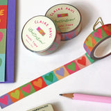 Cute &amp; colourful washi tape with a multi-coloured love hearts design! Perfect for Valentine's Day.

This paper masking tape is perfect for decorating your bullet journal and planners, scrapbooking &amp; gift wrapping. It'll add some fun and colour to any surface and is easy to peel off.

10m x 15mm
