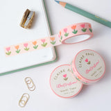 Cute floral wash tape in a pastel peach colour tone with pink and orange tulips.

This paper tape is perfect for decorating your bullet journal and planners, scrapbooking & gift wrapping. It'll add some fun and colour to any surface and is easy to peel off.