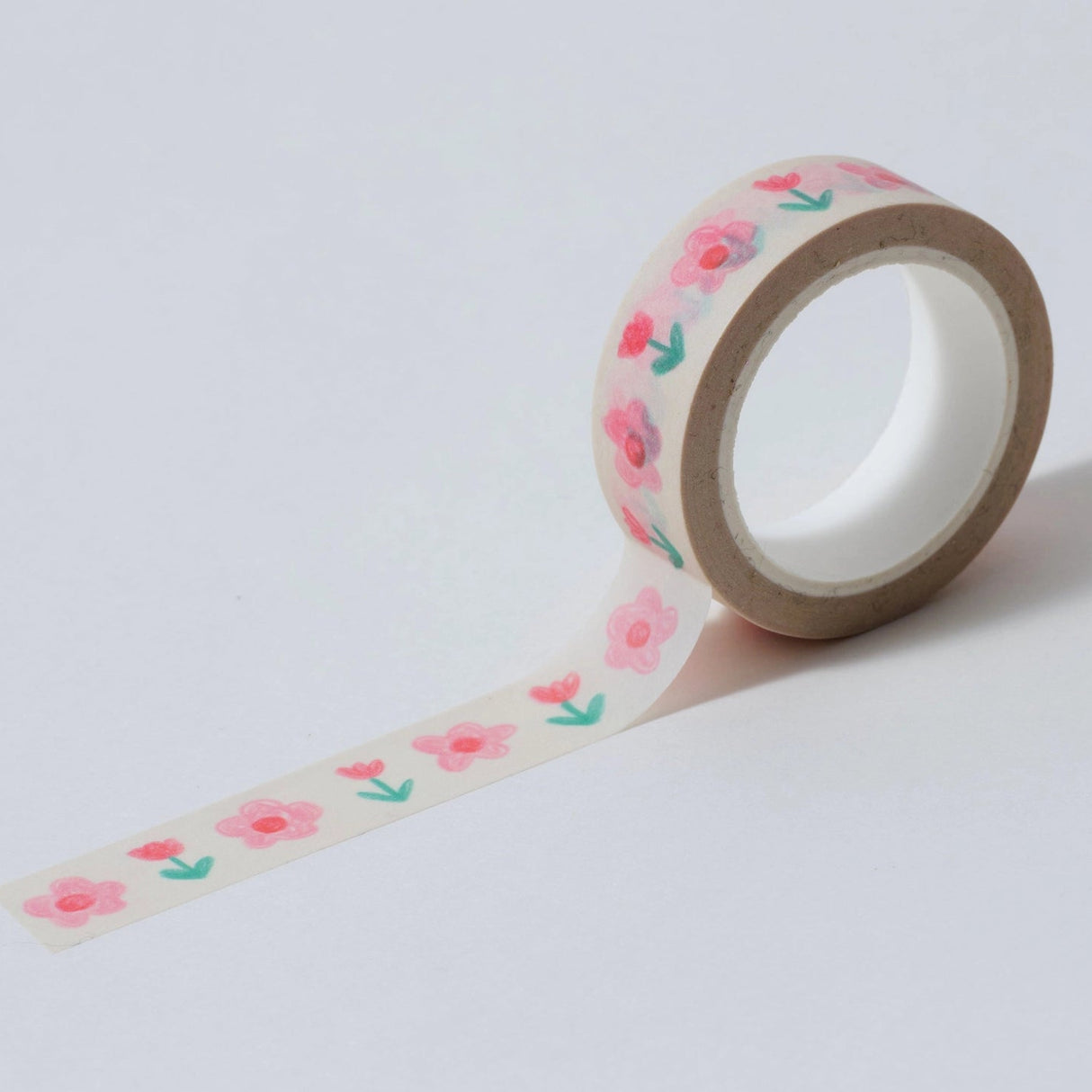 The most adorable washi tape! With a hand drawn pink floral pattern on a white background.

This paper tape is perfect for decorating your bullet journal and planners, scrapbooking & gift wrapping. It'll add some fun and colour to any surface and is easy to peel off.