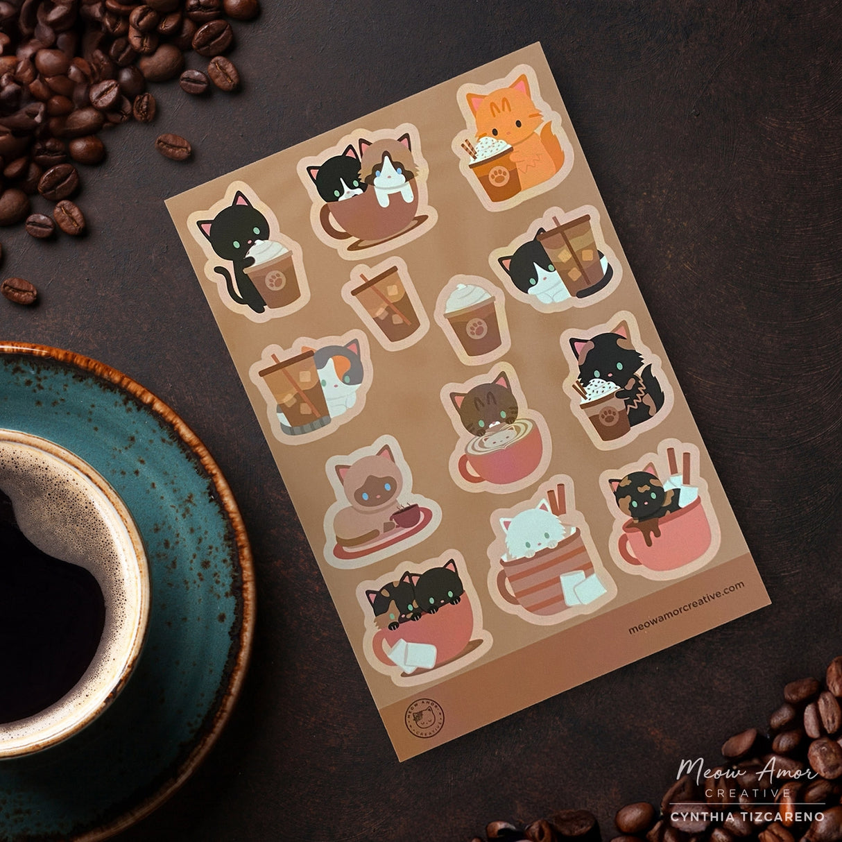 Meow Amor Creative - Coffee Cats Sticker Sheet