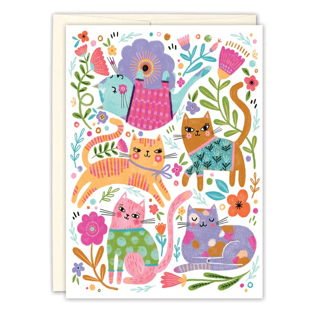Colorful Cats Blank&nbsp;Card

Card is blank inside with art.

• Size: A6, 4.6" x 6.4"
• Illustrated by Kenzie Kae Elston
• Paired with a White envelope
• Printed in the USA

About The Artist: Daughter of a graphic designer, Kenzie Kae Elston has been surrounded by creativity since she was born. After graduating from the University of Cincinnati’s esteemed design school, DAAP, Kenzie assumed a position as a designer for a branding agency. Her love for pattern and illustration was largely utilized in designi