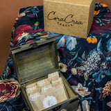 These wooden cabinets will add a beautiful decorative touch to your desk or creative space. They are also highly functional, with six tabbed separators. This product is handmade and an exclusive design of CoraCreaCrafts.

𝐈𝐦𝐩𝐨𝐫𝐭𝐚𝐧𝐭 𝐍𝐨𝐭𝐞:
This product includes the wooden chest and separators only. Any decorative items on the inside are for display purposes only.

• Size: 18 x 15 x 12 cm (7.25 x 6 x 4.75 in)
• Weight: 40oz