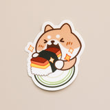 Pegatina de vinilo de Corgi Spam Musubi