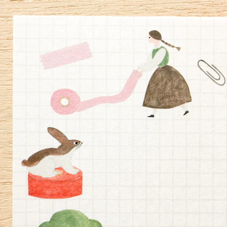 A charming letter set designed by illustrator unit tie.
Maste, clips, pencils, etc... A desk full of stationery is like a field!
The illustrations full of humor are irresistibly cute.

It is made of Mino washi paper and has a gentle texture.



Mino washi stationery
12 pieces size: 145×181mm
Envelope 4 pieces size: 94×165mm