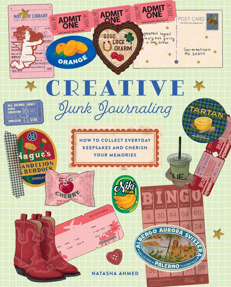 Embrace the scrappy side of creativity and turn your treasured junk into a charming book of memories.

If you’re more interested in treasuring keepsakes than crafting them to perfection, the mindful practice of junk journaling is for you. In Creative Junk Journaling, Natasha Ahmed (@natashahmedx) shows you how to create your own less-polished scrapbook, transforming “junk” into playful works of art that capture moments big and small. Random objects—sticky notes, flower petals, ticket stubs, receipts, sticke