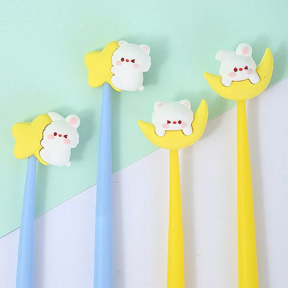 These cute animal gel pens are perfect for planning, for work, home, desk or for school. They will be a beautiful addition to your pen collection!


• 0.5mm Gel Ink
• Black Ink
• Writes very smoothly
• Measures approx. 6" - 7"
• Includes 1 pen, we will send one random color/design