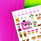 PipStickers are the PERFECT gift for the sticker lover in your life - even if it's you! These unique PVC designs with silver foil accents come on a clear backing and cannot be found anywhere else.

Includes one 4" x 4" sheet of Cutest Cafe PipStickers and includes the Pipsticks manifesto.