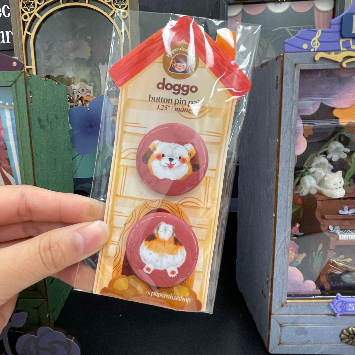 PaperaicaShop Doggo Shitzu Button Pins