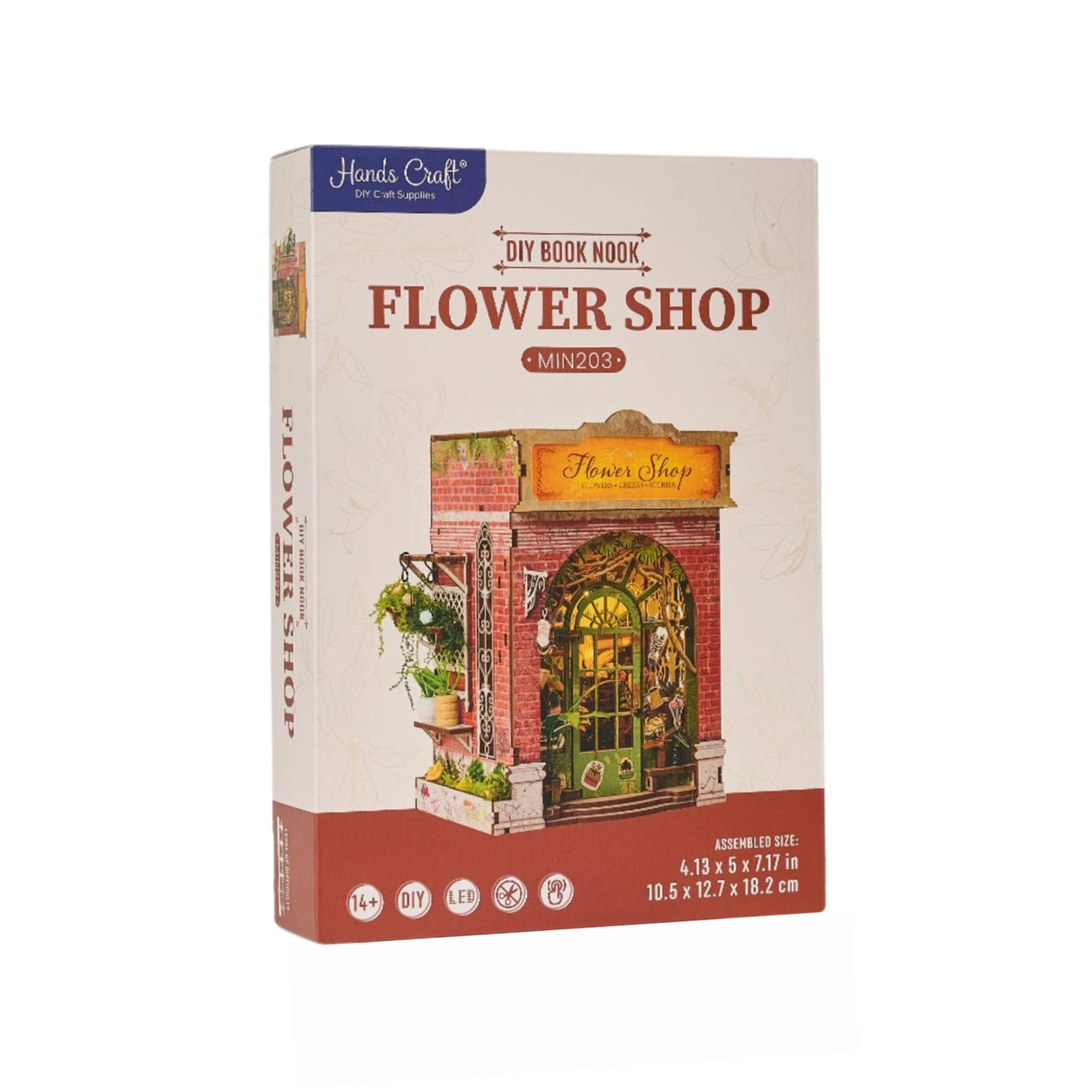 Step inside The Flower Shop, a cozy miniature haven where vibrant flower arrangements bloom in elegant vases, lush potted plants thrive, and fresh bouquets overflow with color. This delightful build features classic red brick walls, a welcoming wooden arched doorway, and a checkerboard floor that adds timeless charm.

2 AAA batteries required; batteries are not included.
Ages 14+
248 pieces
Assembled size: 4.53 x 3.94 x 7.4 inches
