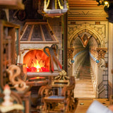 This miniature scene captures the soul of a Renaissance studio-arched windows filtering in warm light, a wooden easel displaying a half-finished sketch, parchment scrolls and notebooks scattered across a weathered worktable, and tools of invention and artistry tucked into every corner.&nbsp;

Illuminate your nook with a gentle tap on the touch-sensor power button. Or use the feature SMART SENSOR with a range of 20 inches, the LED light will seamlessly illuminate upon detection and gracefully fade out after 