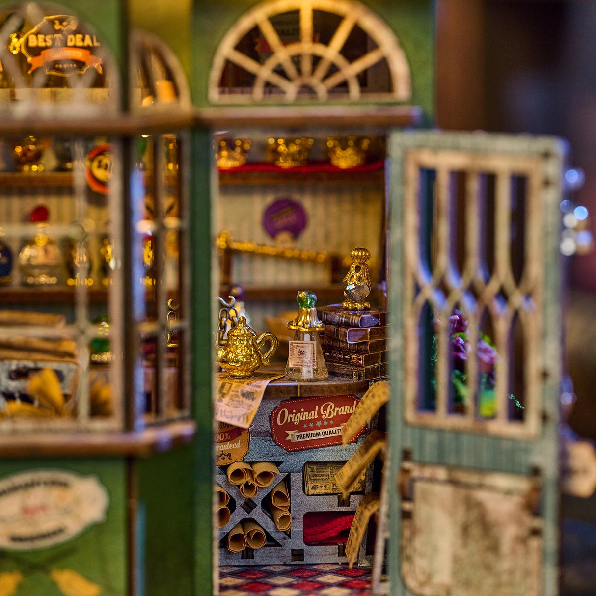 Build your own enchanted apothecary with this Magic Shop DIY kit-a charming miniature store packed with mysterious potions, glowing vials, and shelves brimming with spellbooks, recipe tomes, and dusty old encyclopedias. Every detail tells a story: bubbling brews, glowing glass jars, stacks of arcane books, and secret scrolls tucked into cozy corners.

2 AAA batteries required; batteries are not included.
Ages 14+
322 pieces
Assembled size: 4.5 x 3.9 x 7.4 inches