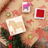 Pequeño sello de goma navideño con forma de caballo de Dala