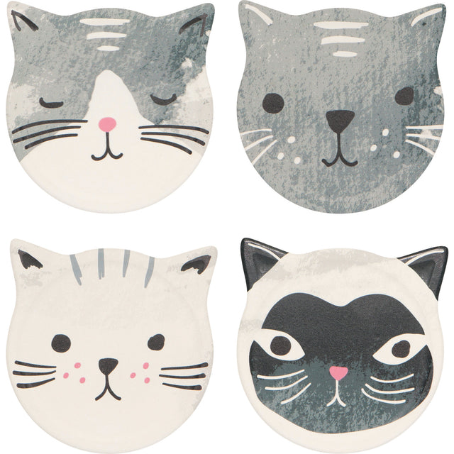 Danica Jubilee - Cats Meow Soak Up Coasters Set of 4

Made from a special super absorbent ceramic, these coasters will soak up any condensation, leaving your mug or glass drip-free. The cork backing prevents scrates on surfaces. A set of four comes packaged in a gift-ready box.